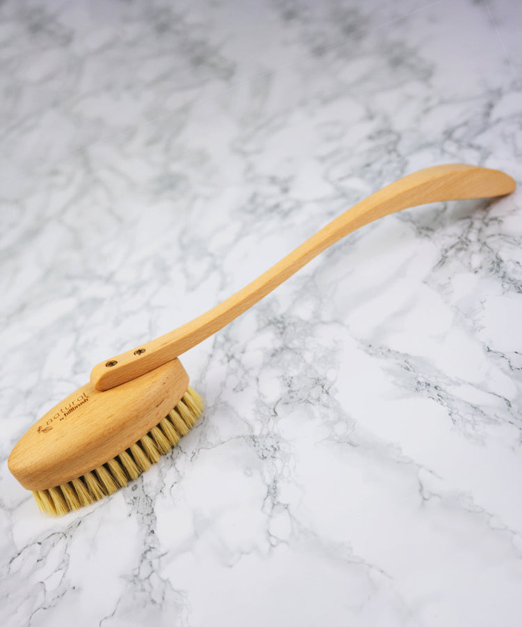 100% FSC Certified® Natural Long Handled Bath Brush - Stiff Tampico