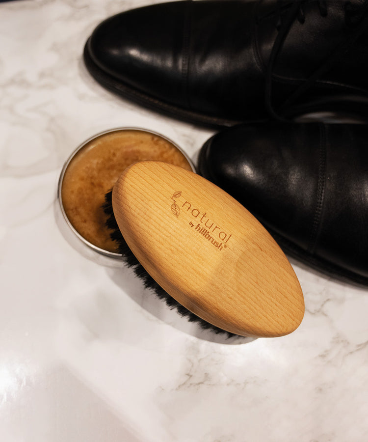 100% FSC Certified® Natural Large Dark Shoe Shine Brush - Soft Horsehair
