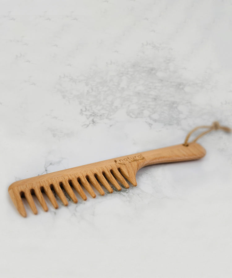 100% FSC Certified® Natural Beechwood Biodegradable Wide Tooth Comb (Handle)